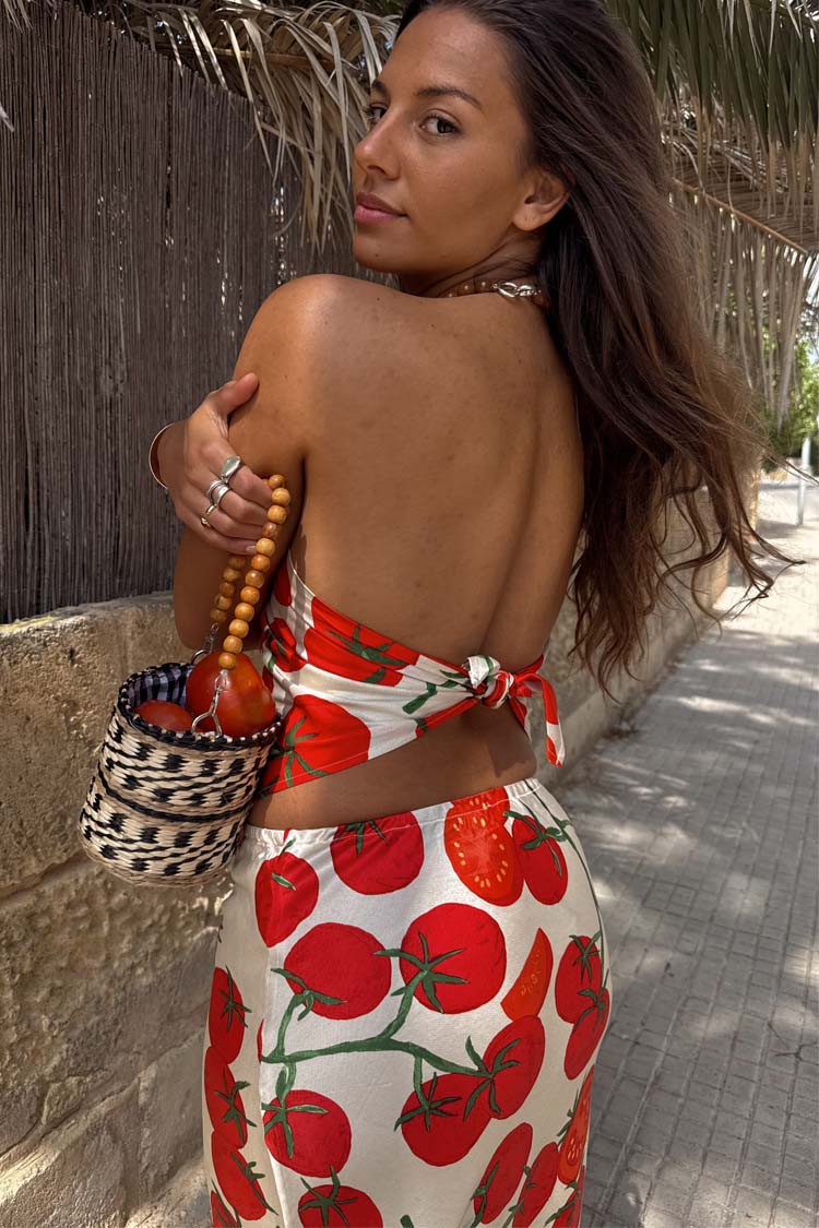 Tomato Print Scarf for Summer & Travel | 100% Viscose