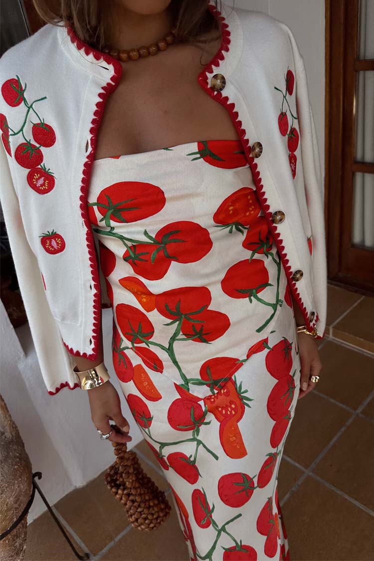 Tomato Print Scarf for Summer & Travel | 100% Viscose