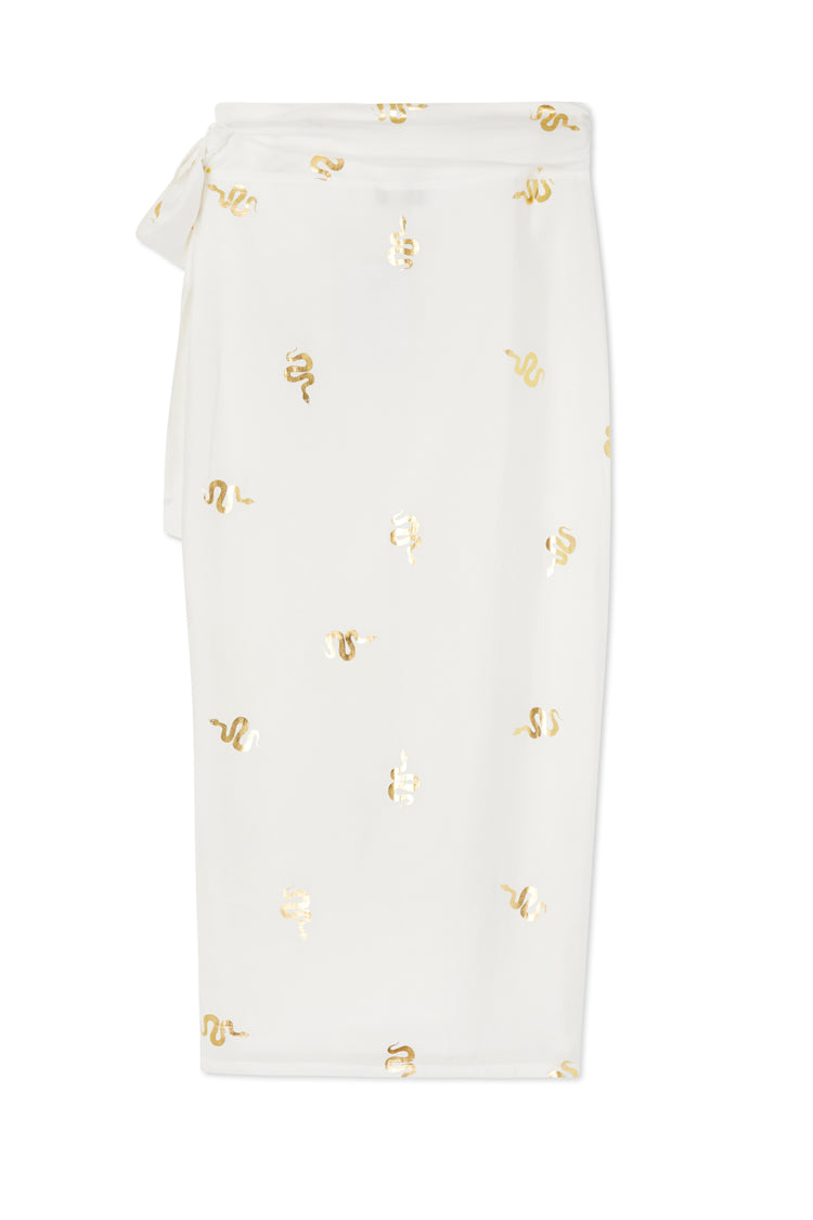 Gold Foil Snake Print Wrap Skirt | Jaspre Multiwear Style