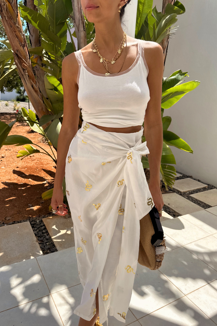 Gold Foil Snake Print Wrap Skirt | Jaspre Multiwear Style
