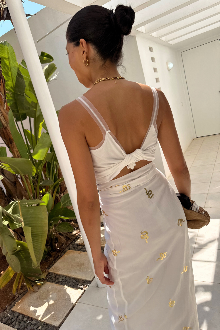Gold Foil Snake Print Wrap Skirt | Jaspre Multiwear Style