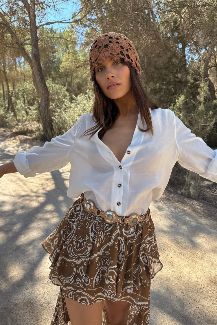 Brown Paisley Print Cassie Skirt | Festival & Desert Style