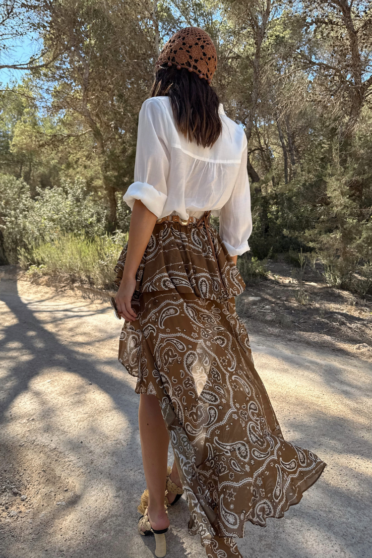 Brown Paisley Print Cassie Skirt | Festival & Desert Style