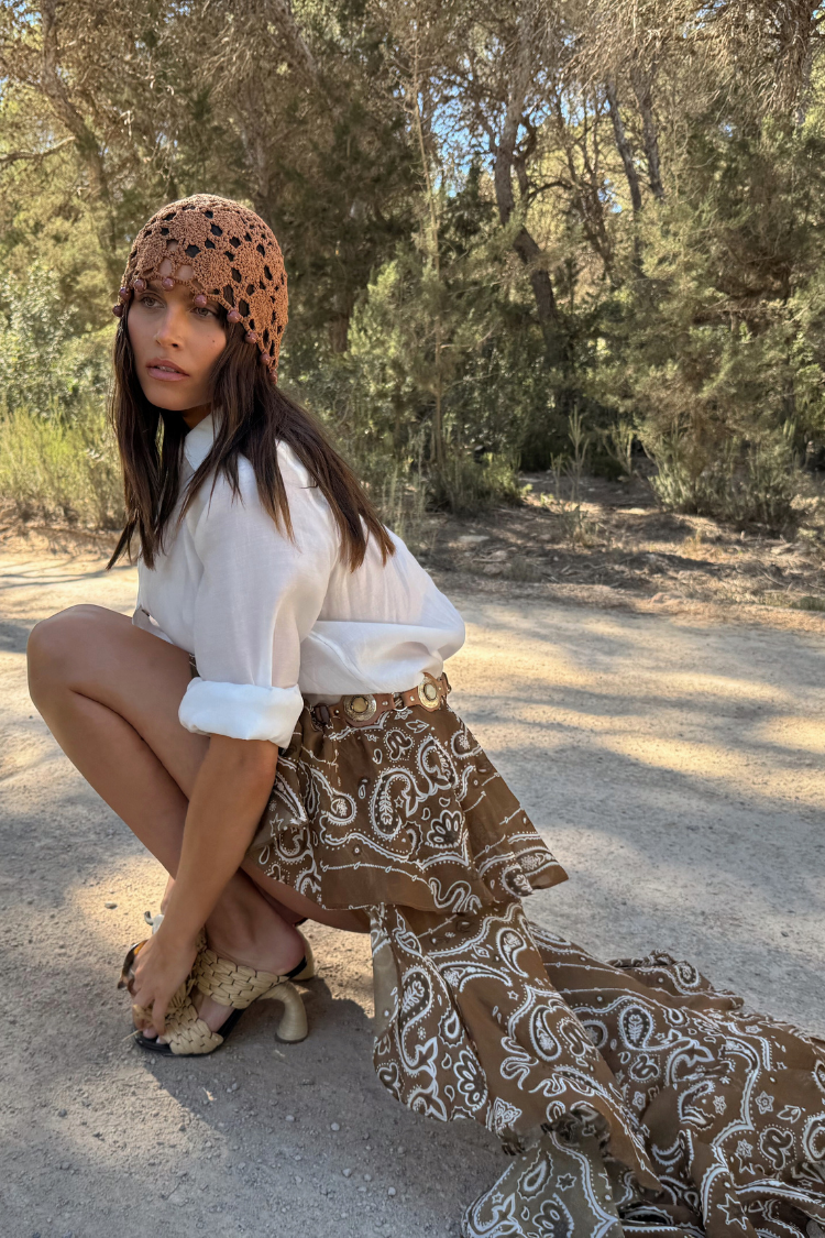 Brown Paisley Print Cassie Skirt | Festival & Desert Style