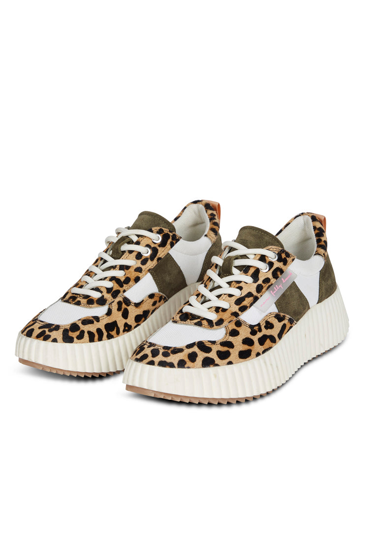 Leopard Print & Khaki Platform Trainers | NFD