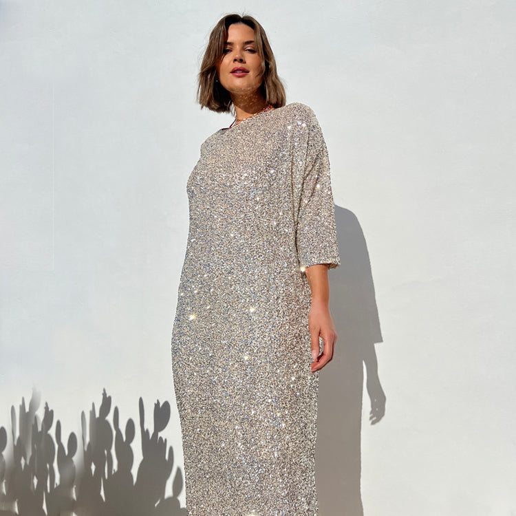 Sequin Jem Dress for Glamorous Occasions | Relaxed Fit & Sparkling