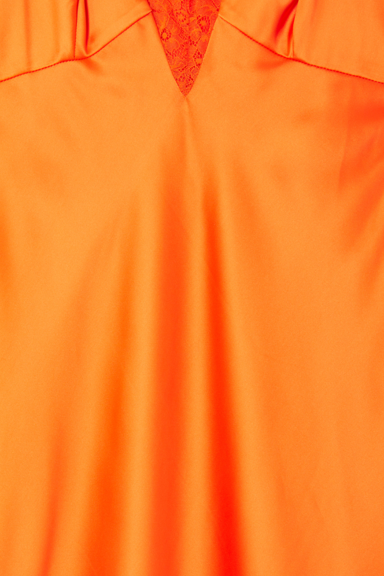 Orange Satin Lace Dress Petite for Special Occasions | Pull On Design