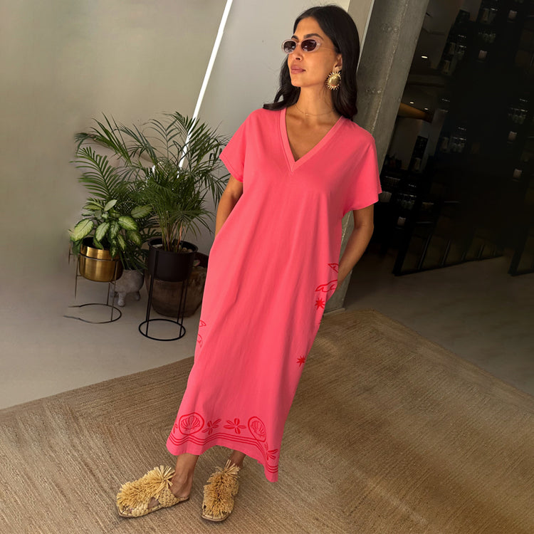 Floral Print Cotton T-Shirt Dress for Summer | Azura