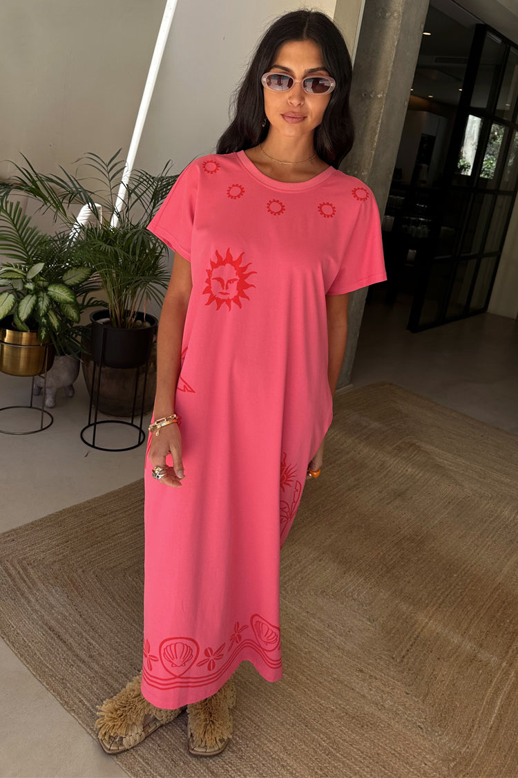 Floral Print Cotton T-Shirt Dress for Summer | Azura