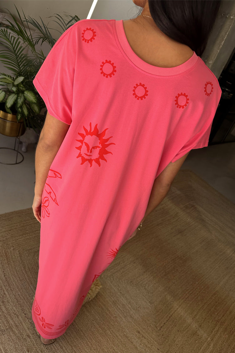 Floral Print Cotton T-Shirt Dress for Summer | Azura