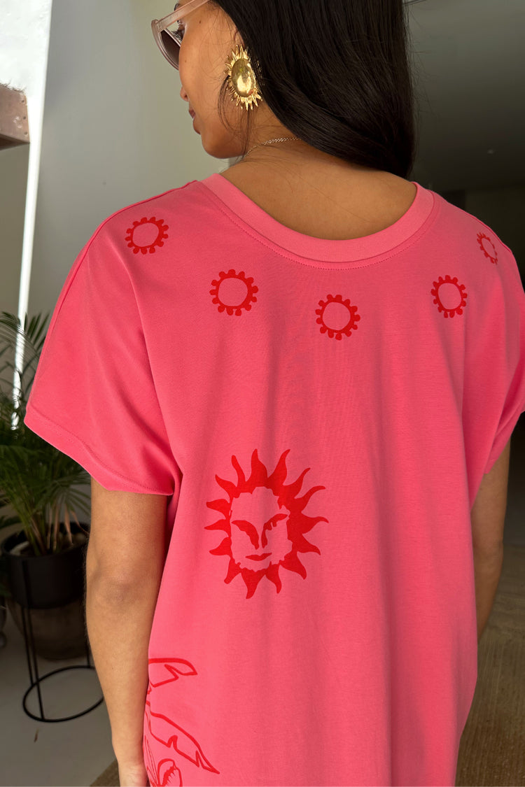 Floral Print Cotton T-Shirt Dress for Summer | Azura