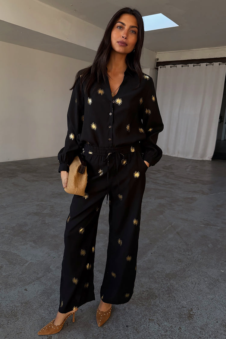 Wide Leg Trousers for Women with Elastic Waist | Gold Sun Elissa Petite