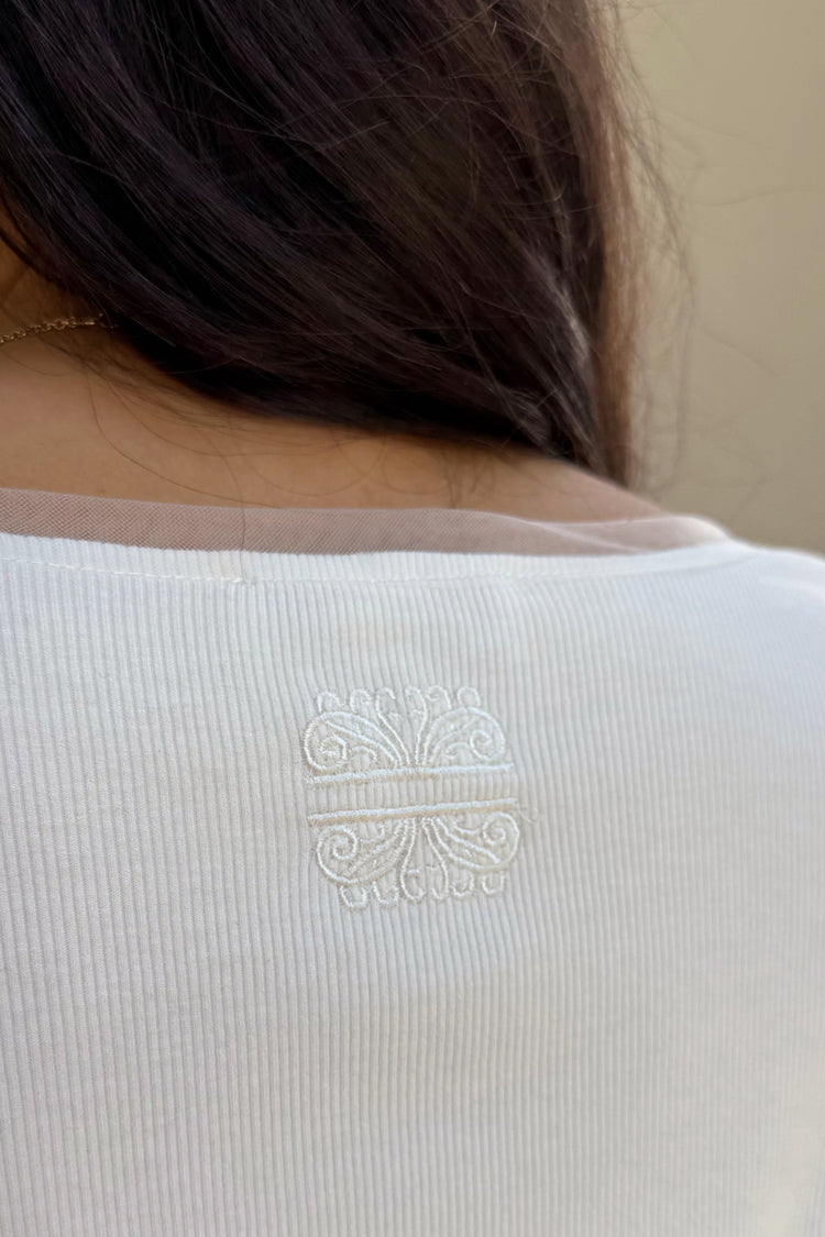 White Teddy T-Shirt with Mesh Detailing | Soft Viscose Blend for Women | NFD