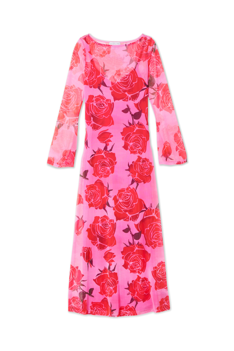 Pale Blue Poppy Print Dress with Slip | Rosa Aria Petite