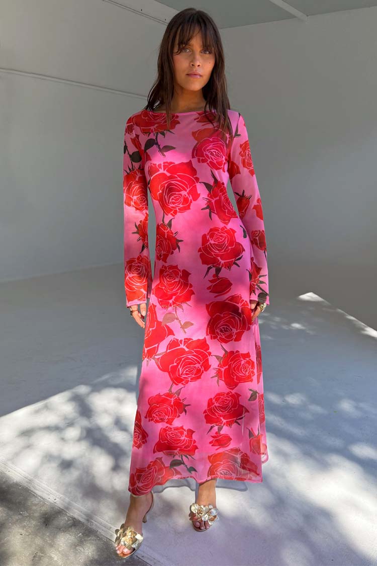 Pale Blue Poppy Print Dress with Slip | Rosa Aria Petite