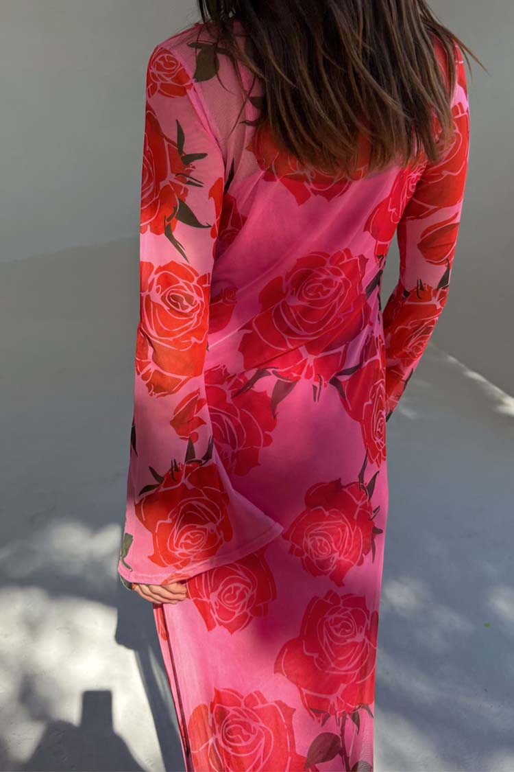 Pale Blue Poppy Print Dress with Slip | Rosa Aria Petite
