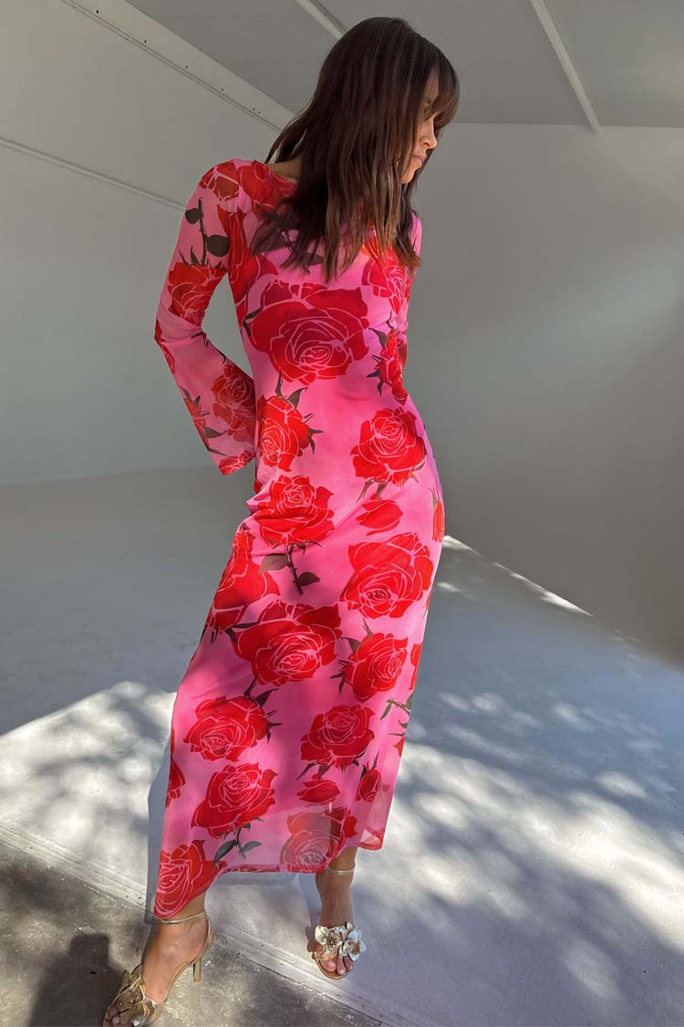 Pale Blue Poppy Print Dress with Slip | Rosa Aria Petite
