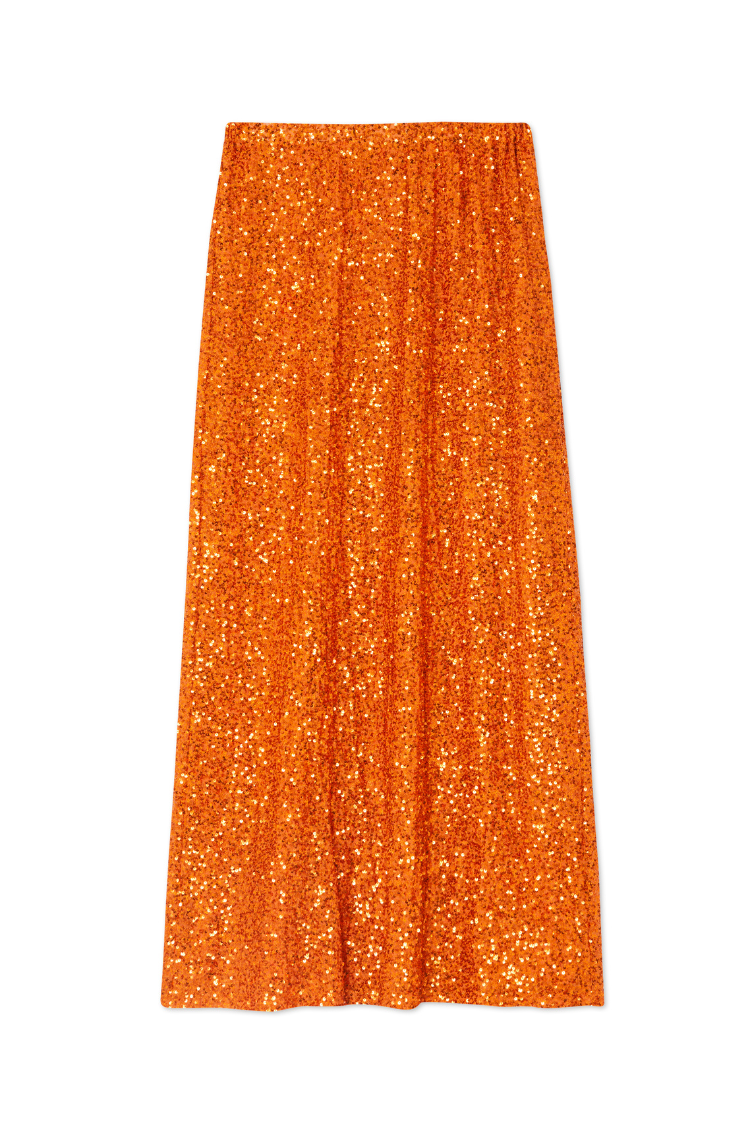 Orange Sequin Skirt for Women | Petite & Elastic Waist | Dorris