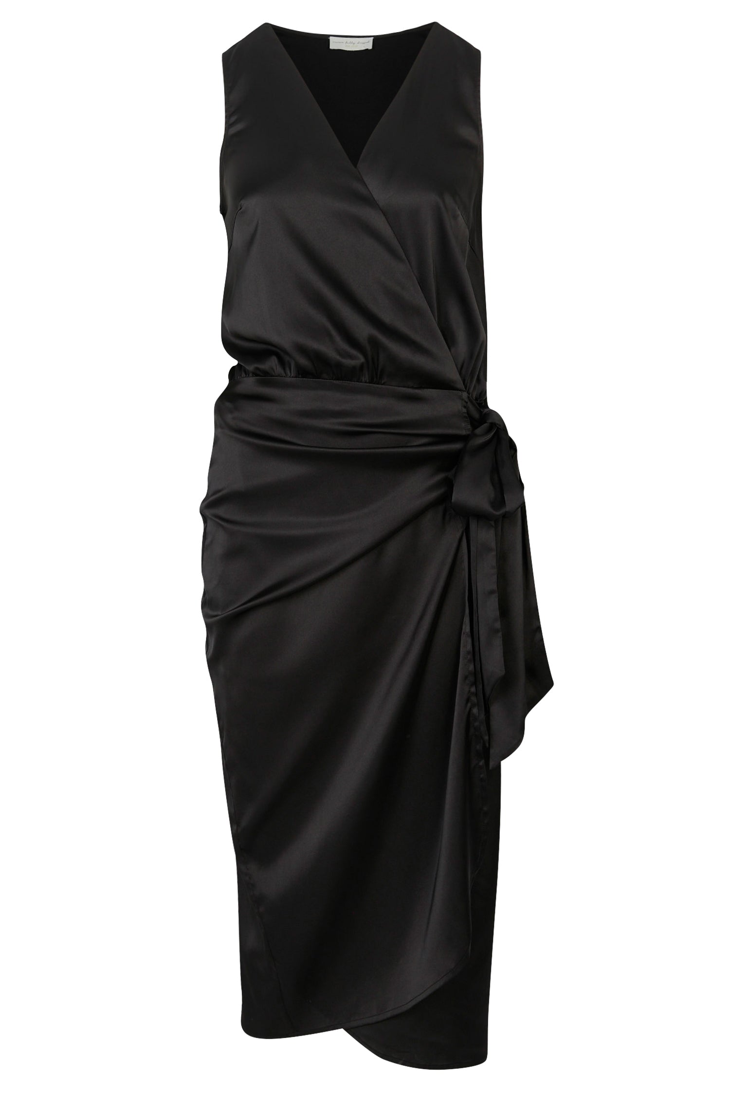 Black Sleeveless Wrap Dress for Women | Vienna Satin Maternity & Nursing Friendly