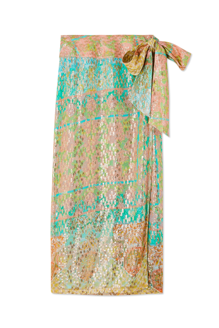 Pastel Boho Wrap Skirt with Gold Fleck Detailing | Jaspre Collection