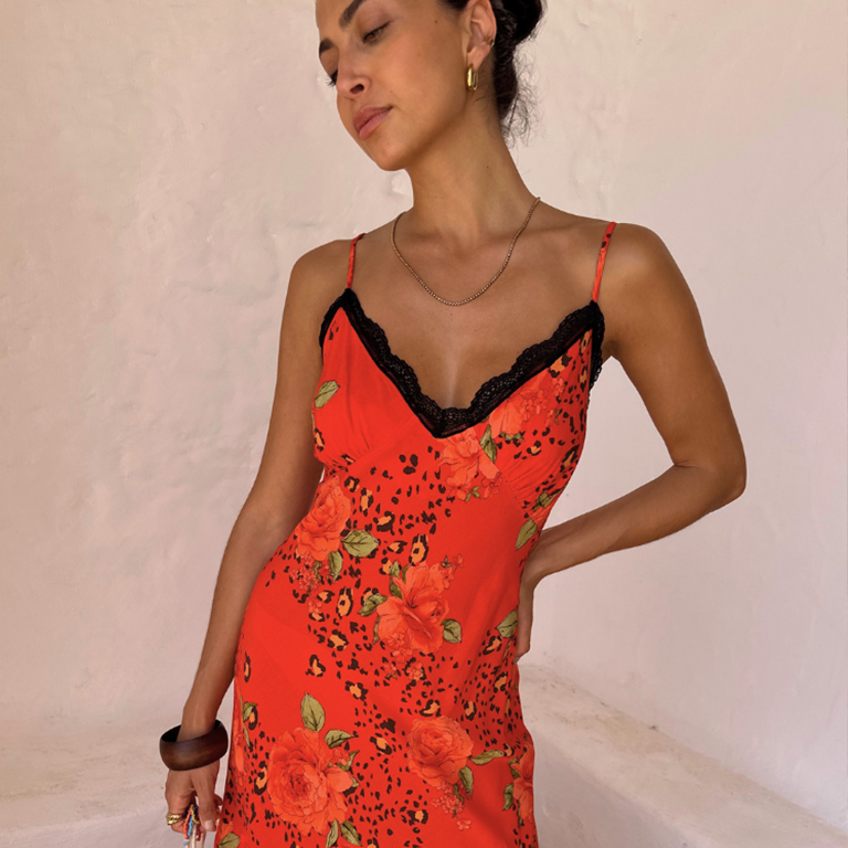 Bias Cut Slip Dress with Adjustable Straps | Rosie
