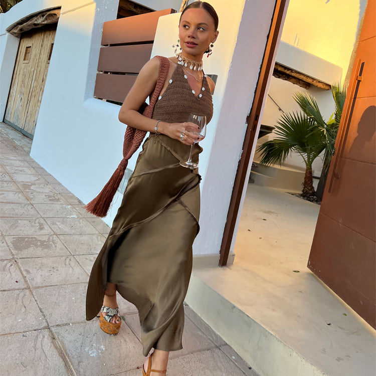 Crochet Shell Dress with Satin Skirt | Imani Vacation Wear