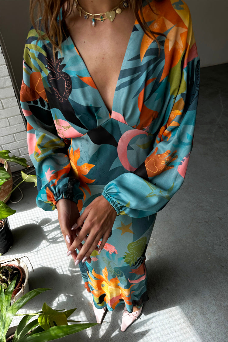 Viscose Emma Dress with Elastic Waist & Sleeves | Balearic