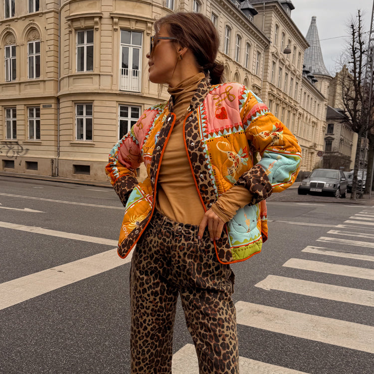Reversible Quilted Jacket with Leopard Print & Breastfeeding Friendly | Soller Design
