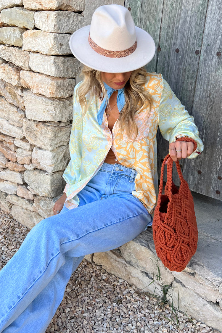 Pastel Paisley Button-Up Shirt with Chest Pocket | Lightweight Viscose