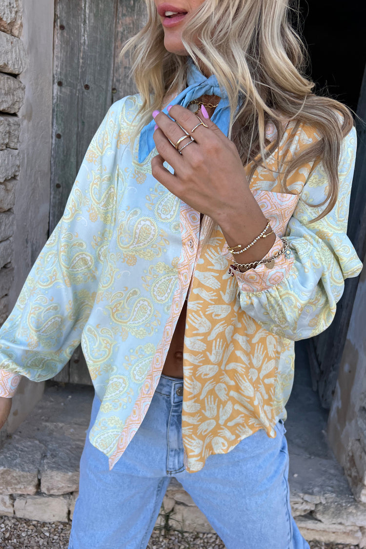 Pastel Paisley Button-Up Shirt with Chest Pocket | Lightweight Viscose