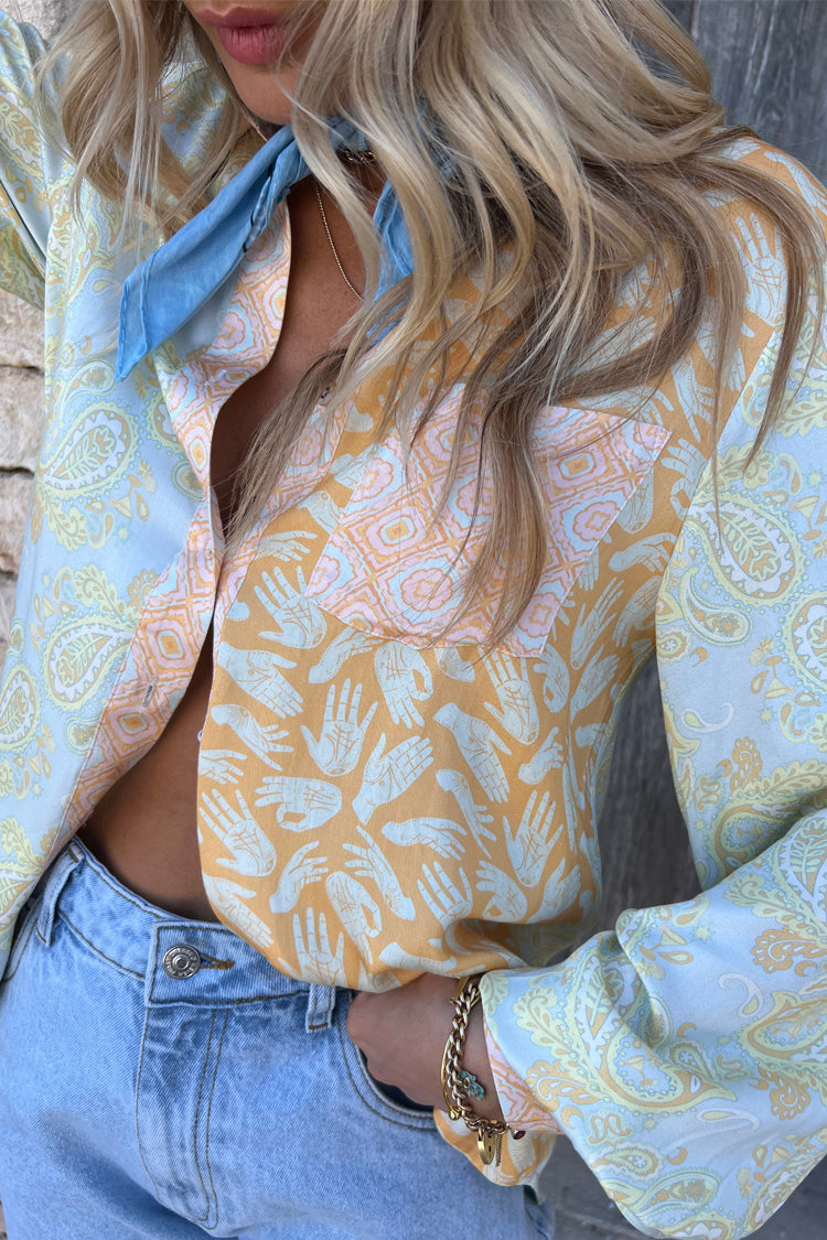 Pastel Paisley Button-Up Shirt with Chest Pocket | Lightweight Viscose