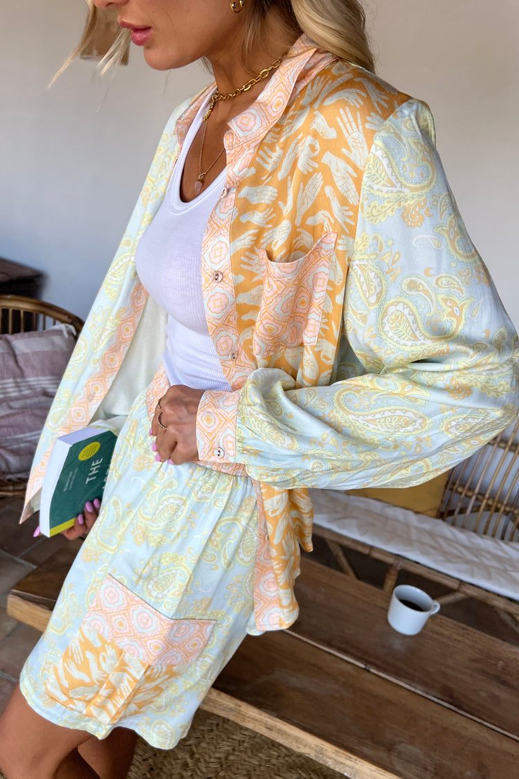 Pastel Paisley Button-Up Shirt with Chest Pocket | Lightweight Viscose