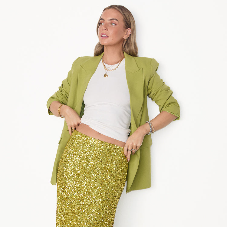 Lime Green Blazer for Women | Button-Up & Breastfeeding Friendly | Taylor