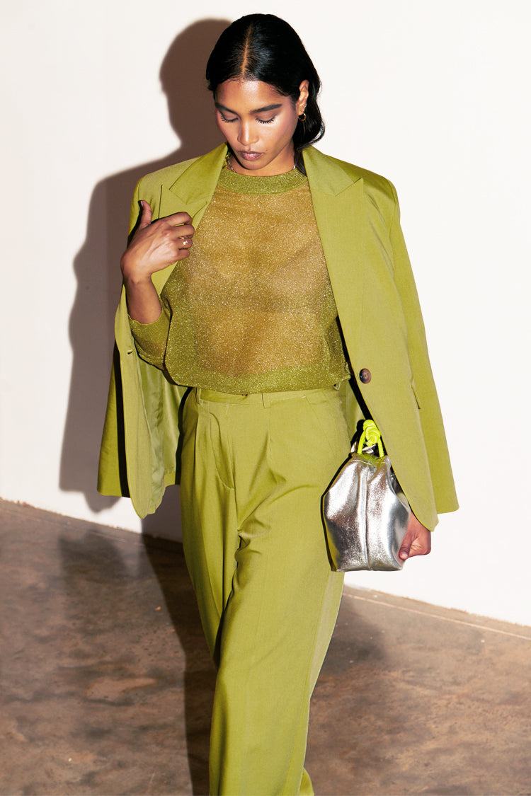 Lime Green Blazer for Women | Button-Up & Breastfeeding Friendly | Taylor