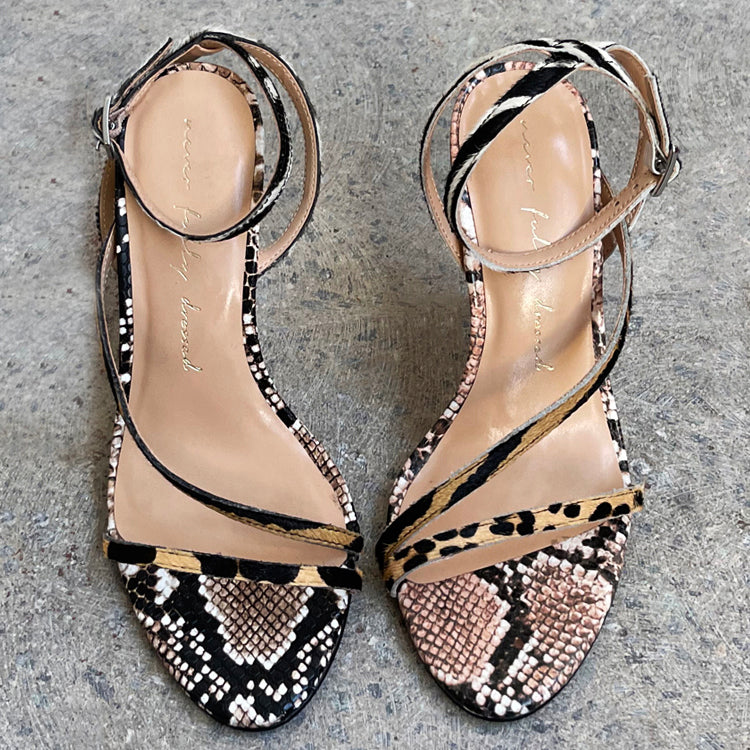 Leopard Print Stiletto Heels with Adjustable Ankle Strap | 4.5 Inch Heel