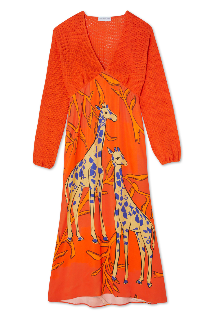Orange Giraffe Print Crochet Dress | Emma Dress