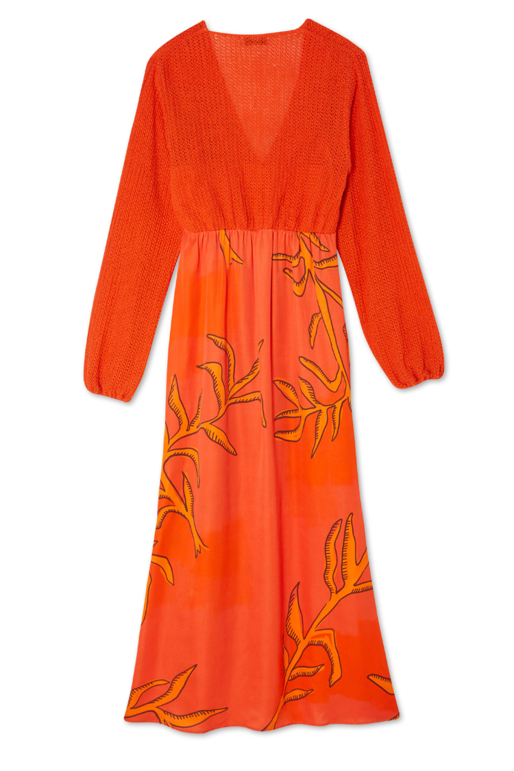 Orange Giraffe Print Crochet Dress | Emma Dress