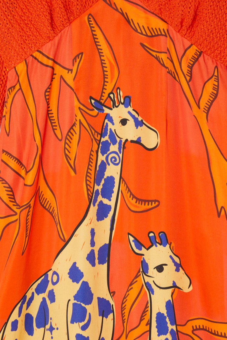Orange Giraffe Print Crochet Dress | Emma Dress