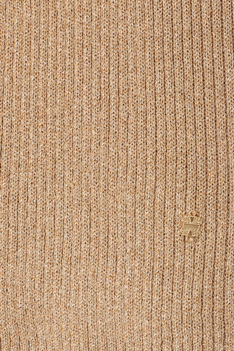 Gold Rib Knit Vest with Lurex Shimmer | High Neck & Stretch