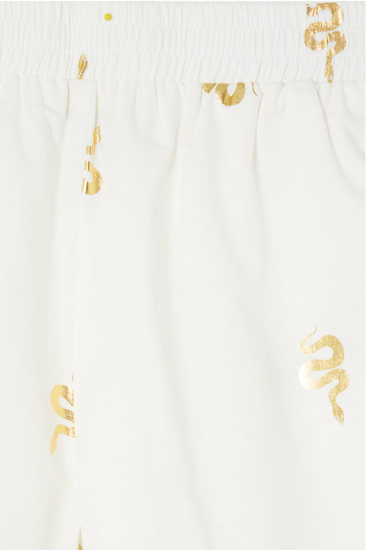 Gold Snake Print Elissa Shorts with Elastic Waistband | NFD Flare