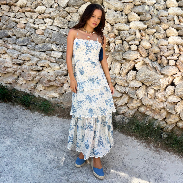Floral Peony Summer Dress with Back Tie & Adjustable Straps | Cotton