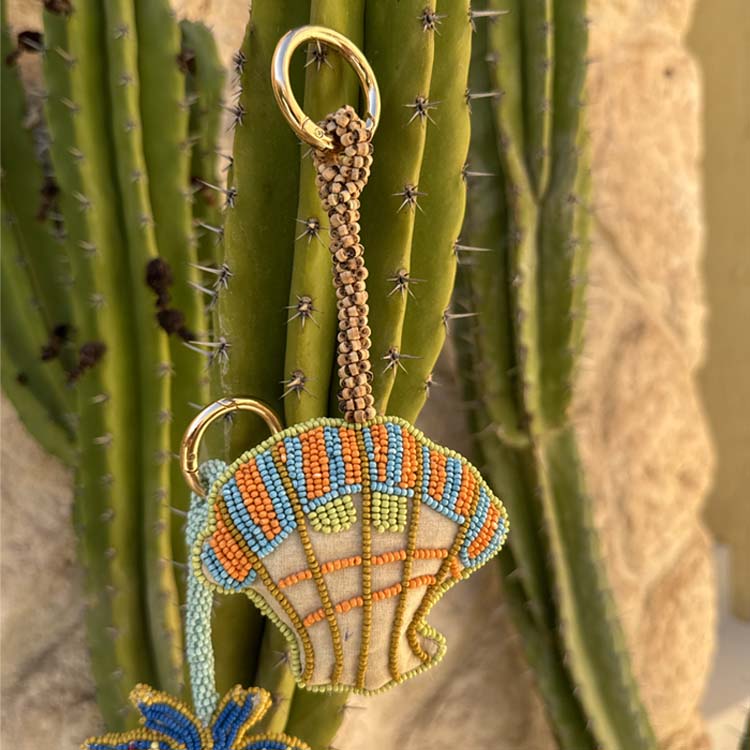 Shell Key Ring with Colorful Glass Beads | Chic Beach Accessory