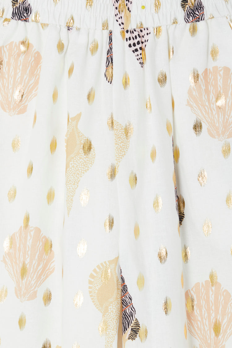 Relaxed Fit Shell Print Trousers with Elastic Waist | Elissa