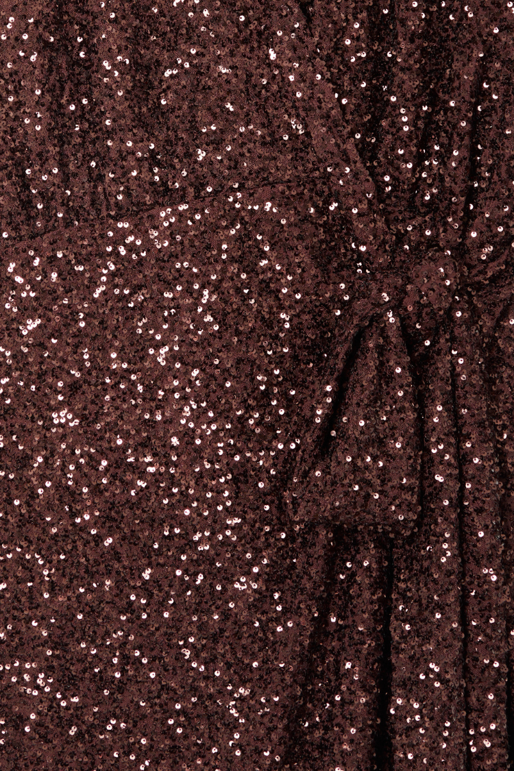 Chocolate Sequin Wrap Dress for Women | Mini Vienna Petite