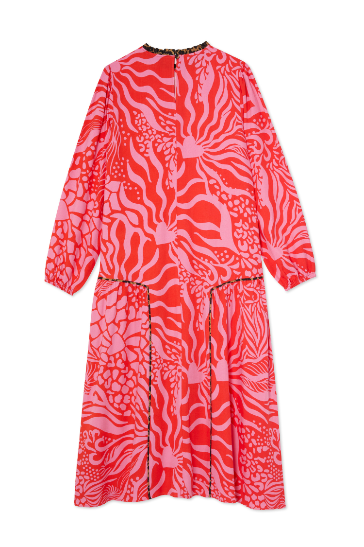Floral & Leopard Print Blouson Dress for Women | Valentine Animal Olive