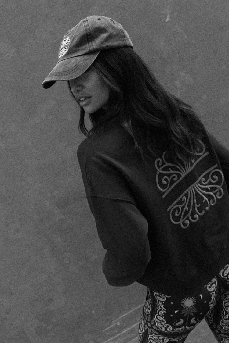 Charcoal Relaxed Fit Sweater with Embroidered Logos | NFD