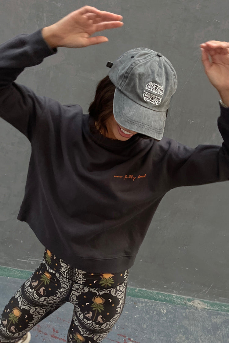 Charcoal Relaxed Fit Sweater with Embroidered Logos | NFD