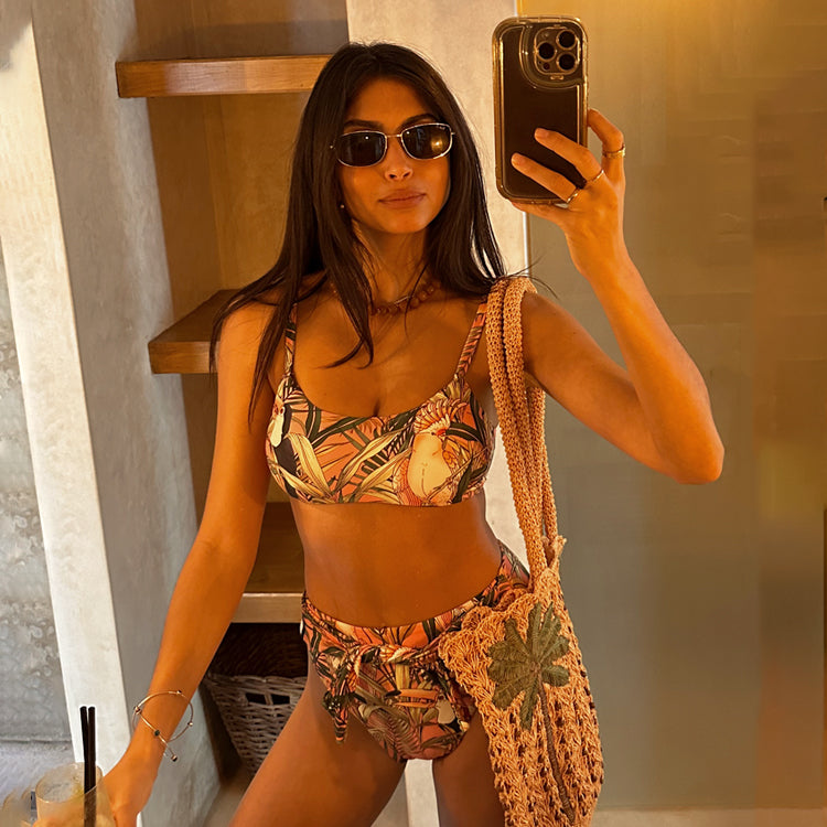 Toucan Print Bikini Top with Adjustable Straps & Padded Cups | NFD