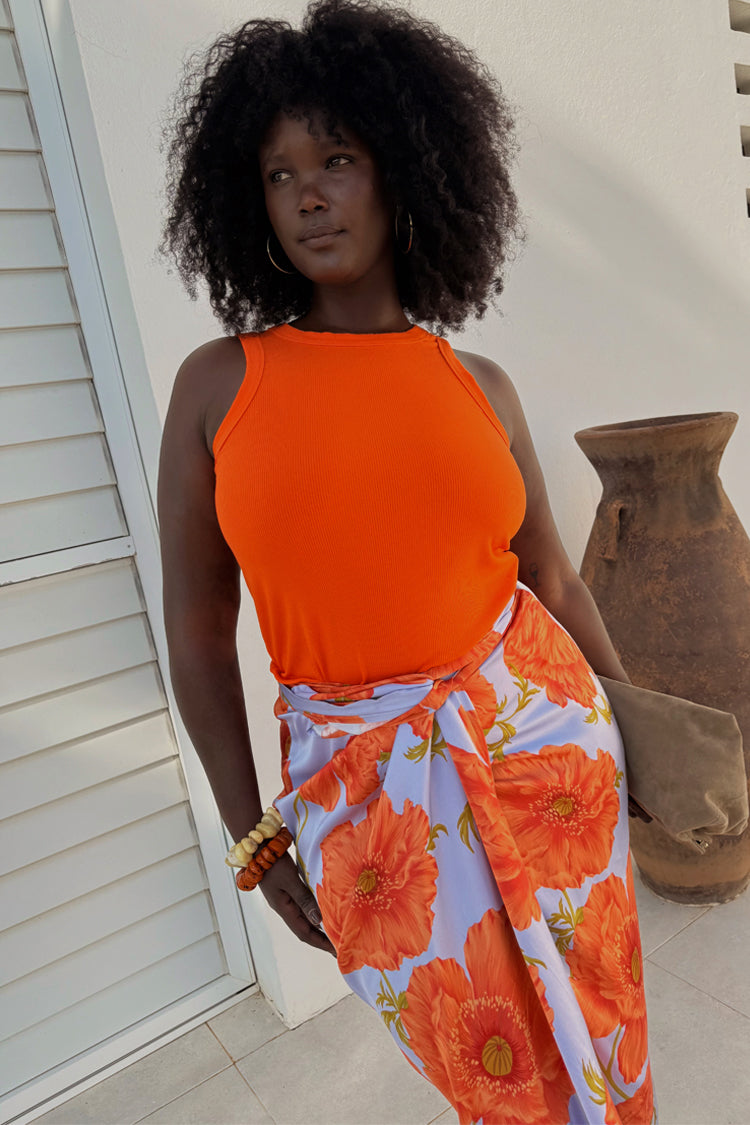 Ribbed Tank Top for Women | Soft Stretch Coral Orange | NFD