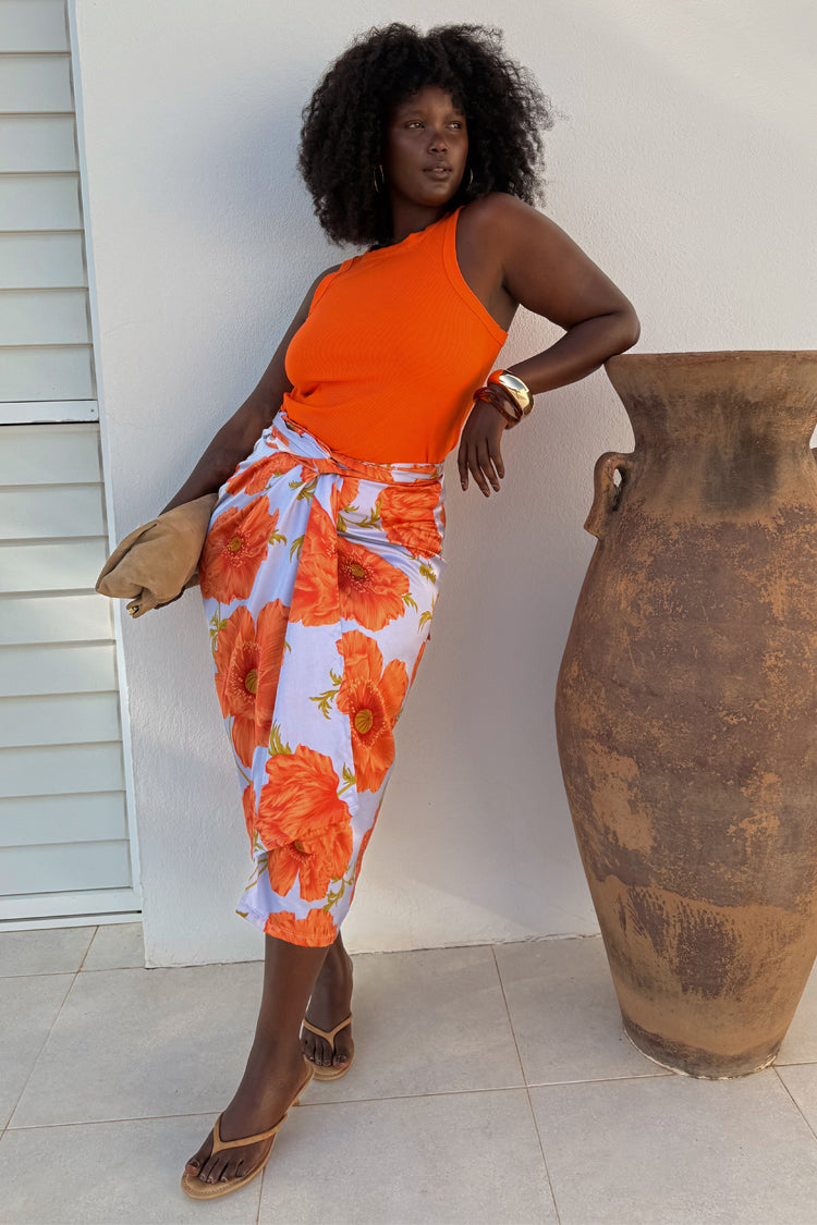 Blue Poppy Wrap Skirt - Lightweight & Adjustable Tie | Jaspre Style